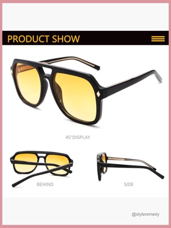 Oversized Aviator Sunglasses with UV400 Protection Retro 70s Style